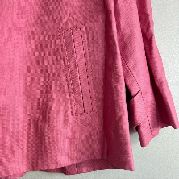 Talbots Linen Blend Blazer Barbie Pink Trapeze Style Women’s Size 14 3/4 Sleeve - Picture 3 of 14